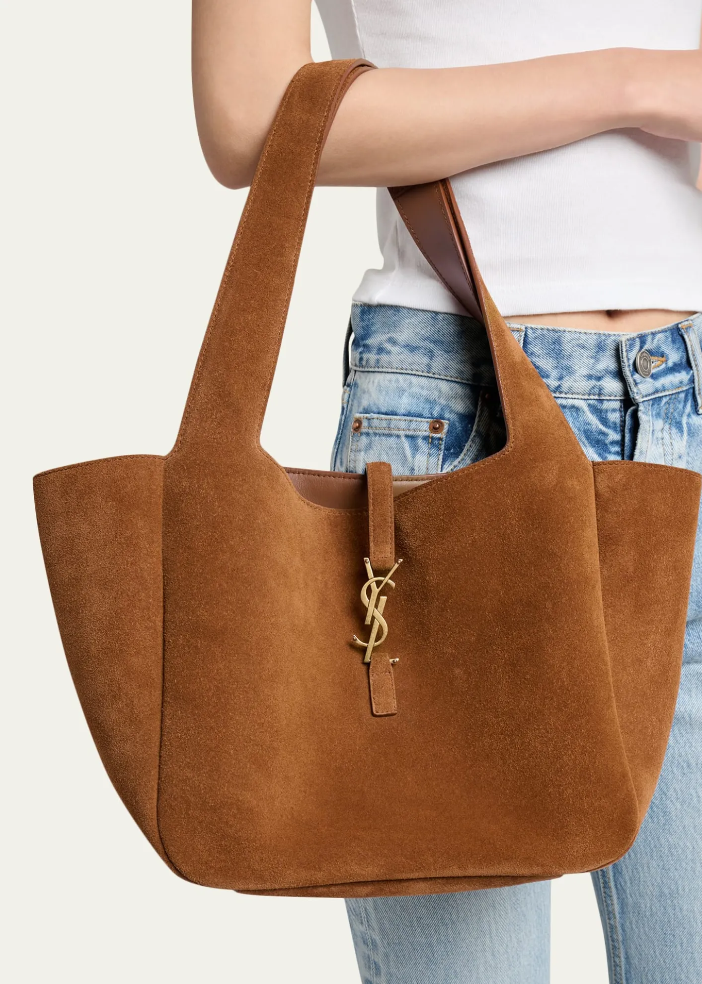 Saint LaurentLe 5 à 7 Bea Small Tote Bag in Suede
