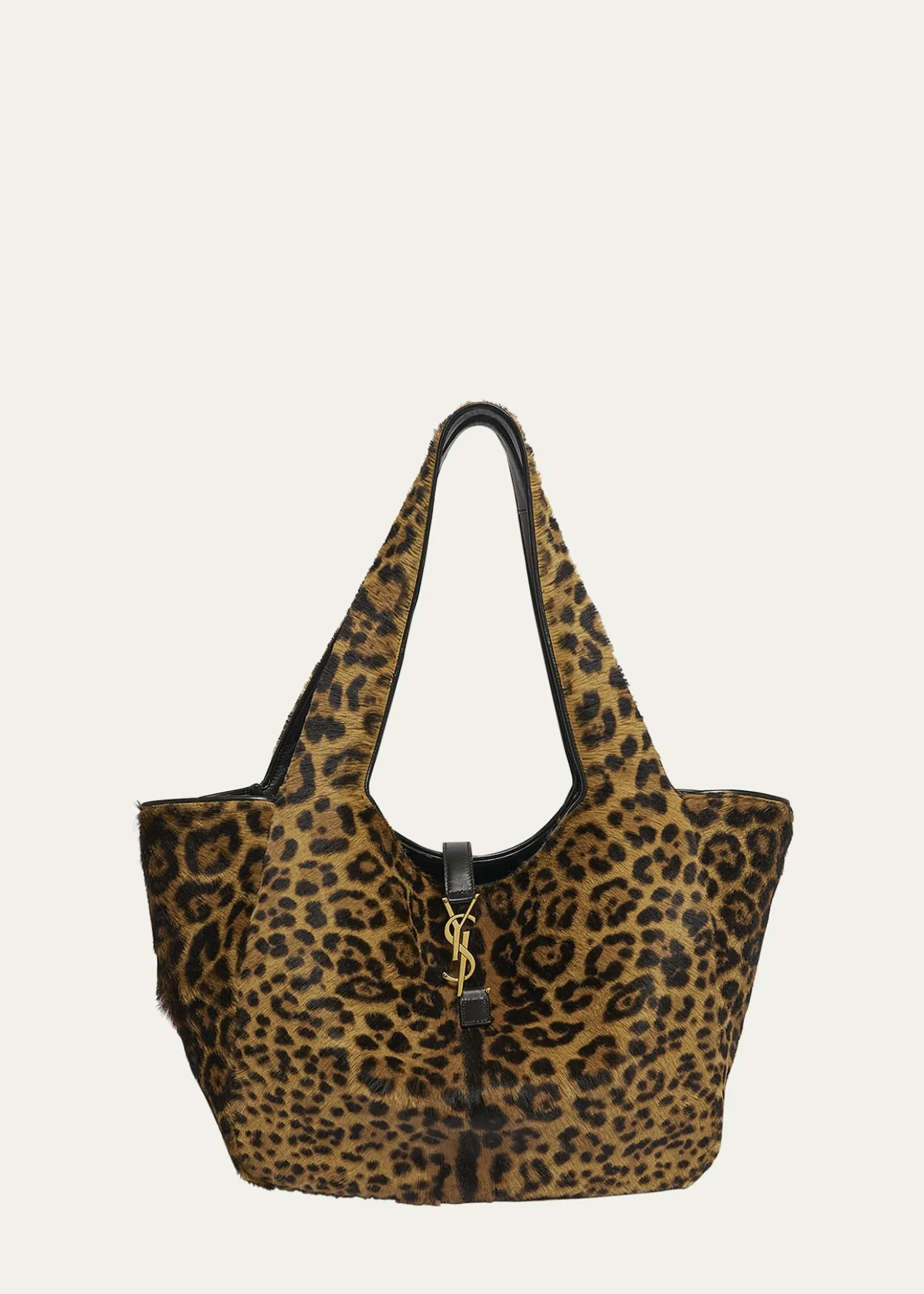 Saint LaurentLe 5 À 7 Bea YSL Leopard-Print Tote Bag in Calf Hair & Leather