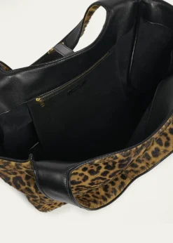 Saint LaurentLe 5 À 7 Bea YSL Leopard-Print Tote Bag in Calf Hair & Leather