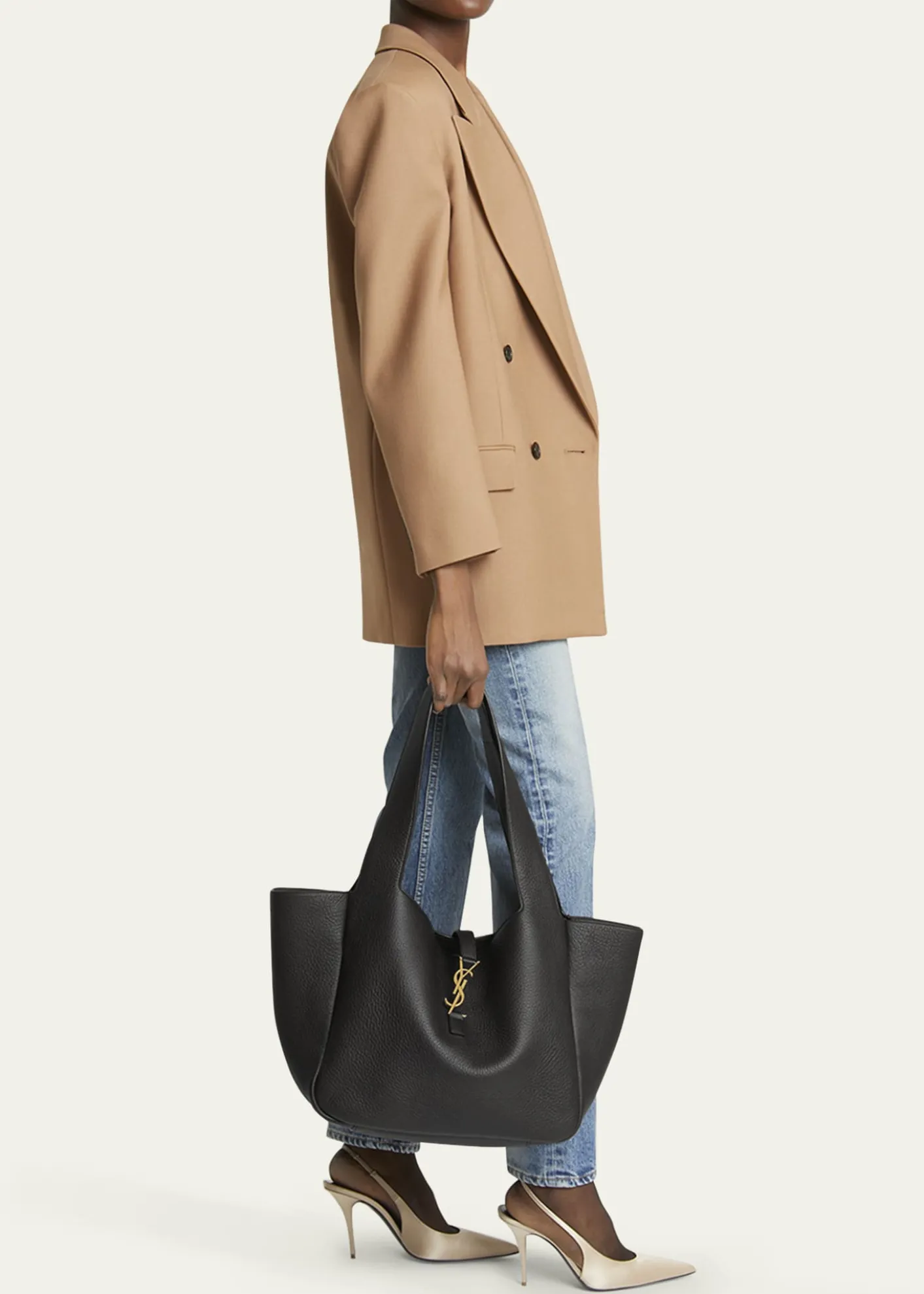 Saint LaurentLe 5 À 7 Bea YSL Tote Bag in Deer Leather