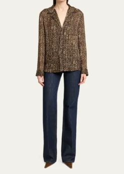 Saint LaurentLeopard-Print Pajama Blouse