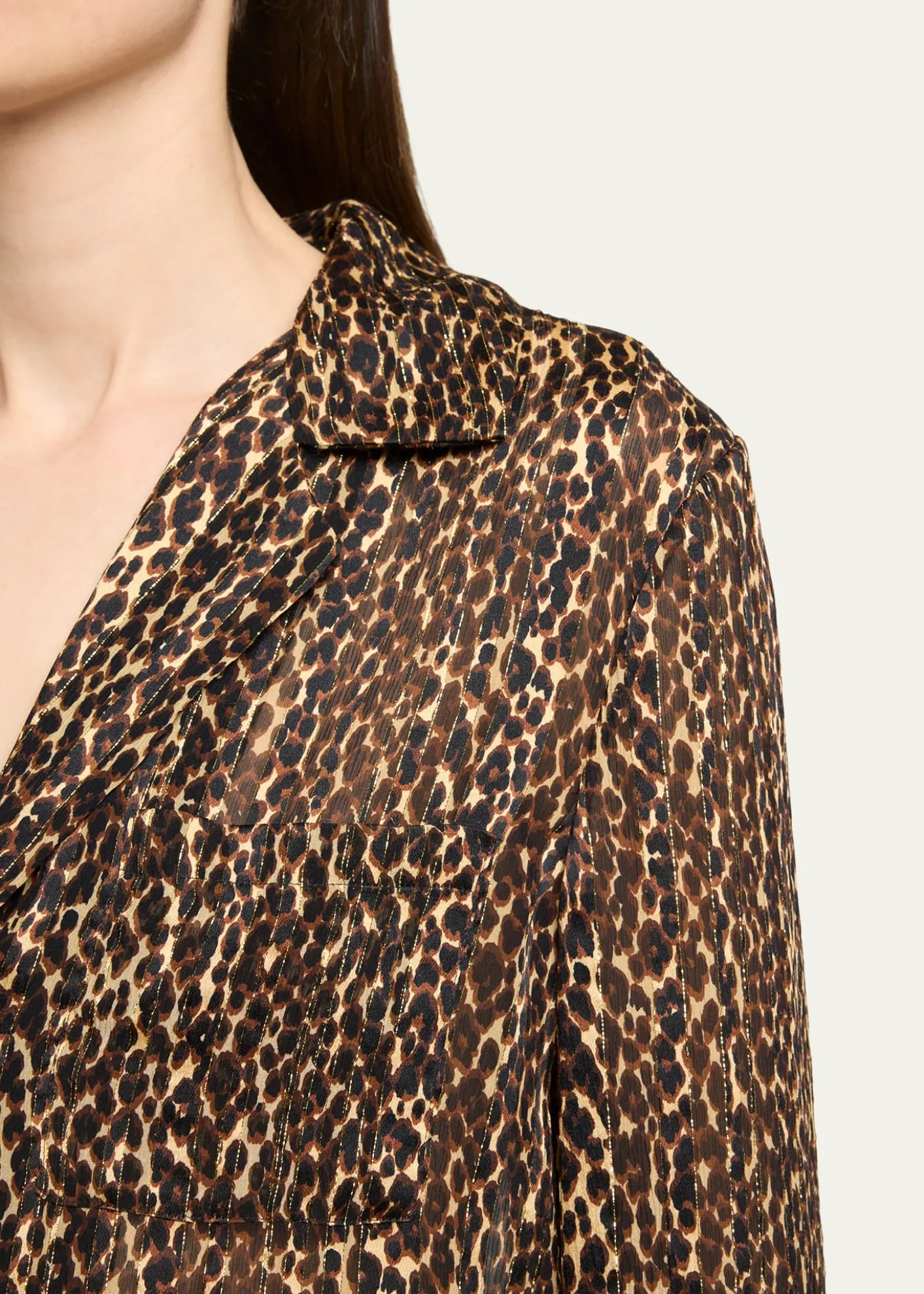 Saint LaurentLeopard-Print Pajama Blouse