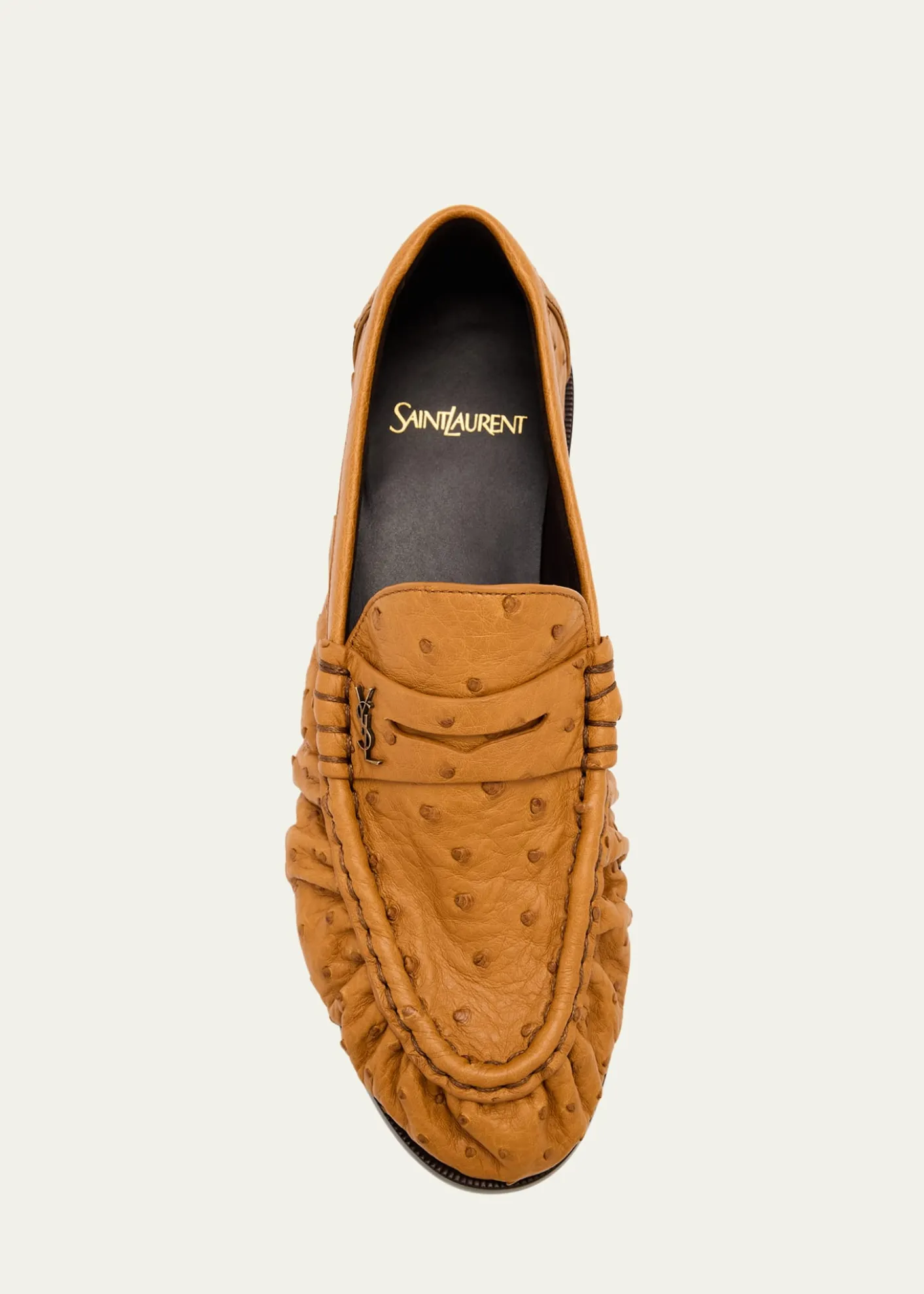 Saint LaurentLe Ostrich Leather YSL Penny Loafers