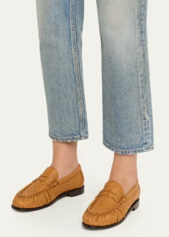 Saint LaurentLe Ostrich Leather YSL Penny Loafers