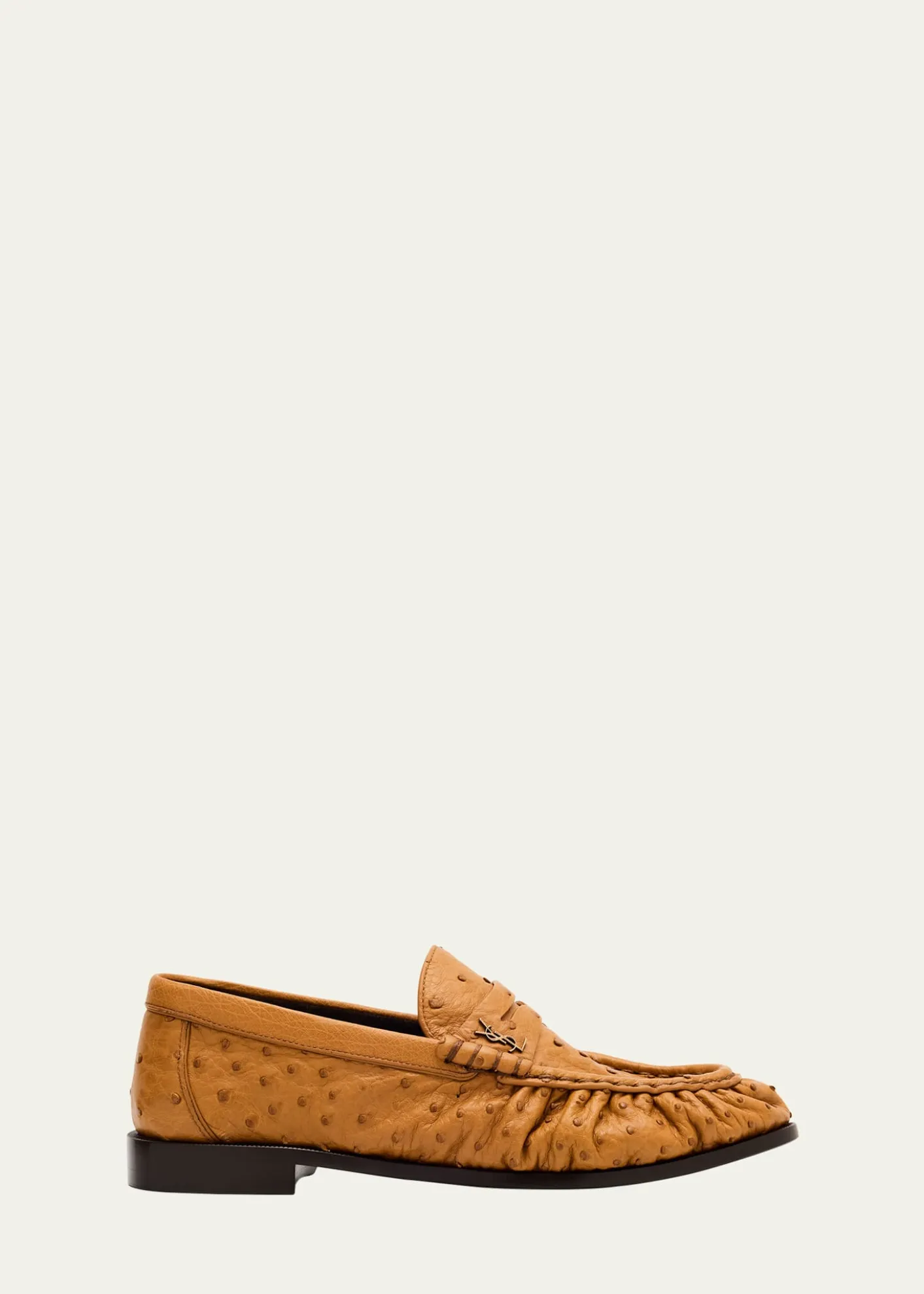 Saint LaurentLe Ostrich Leather YSL Penny Loafers