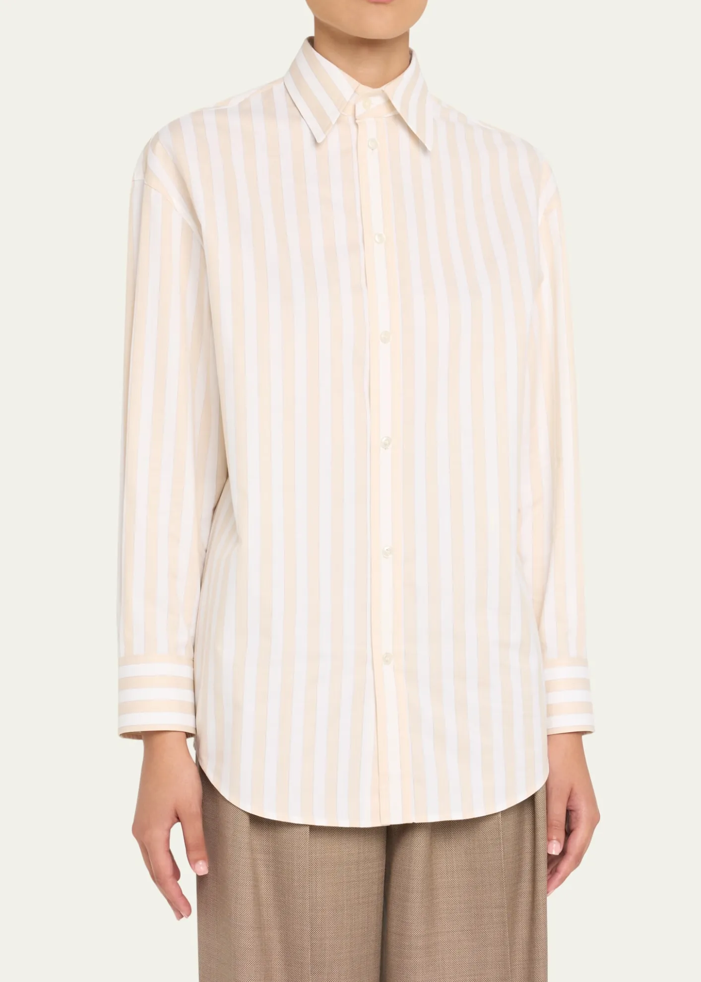 Saint LaurentLong-Sleeve Stripe Button-Down Blouse