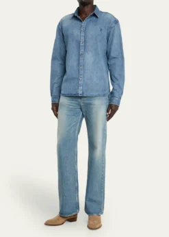 Saint LaurentMen's Cassandra Denim Button-Down Shirt