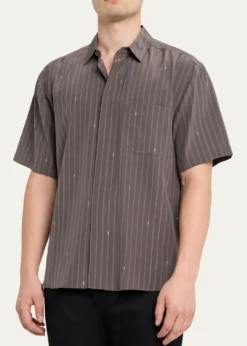 Saint LaurentMen's Cassandre Short-Sleeved Button-Front Shirt