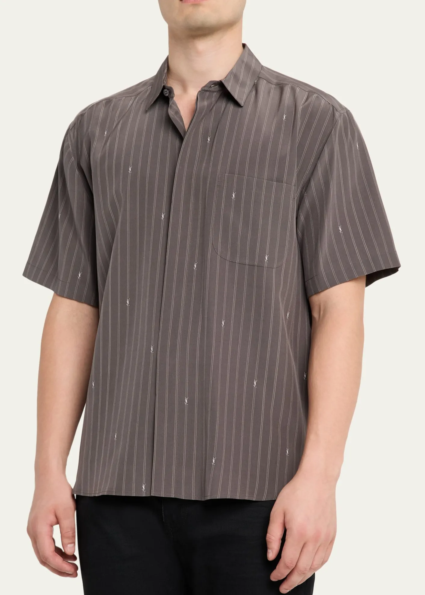 Saint LaurentMen's Cassandre Short-Sleeved Button-Front Shirt
