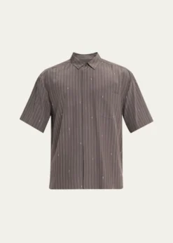 Saint LaurentMen's Cassandre Short-Sleeved Button-Front Shirt