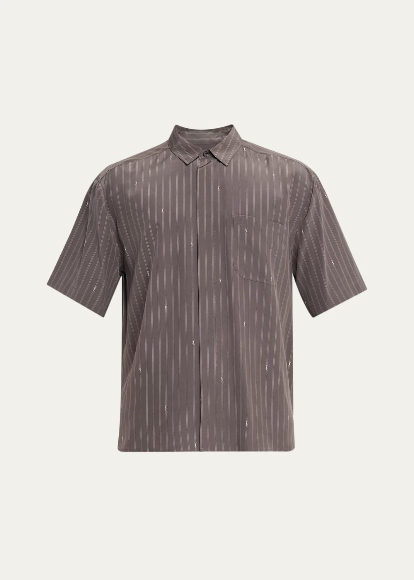 Saint LaurentMen's Cassandre Short-Sleeved Button-Front Shirt