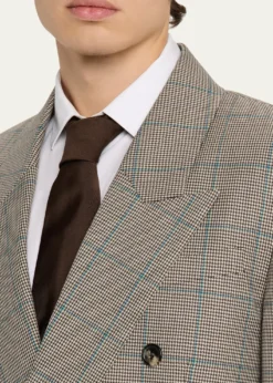 Saint LaurentMen's Double-Breasted Check Wool Blazer
