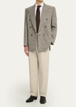 Saint LaurentMen's Double-Breasted Check Wool Blazer