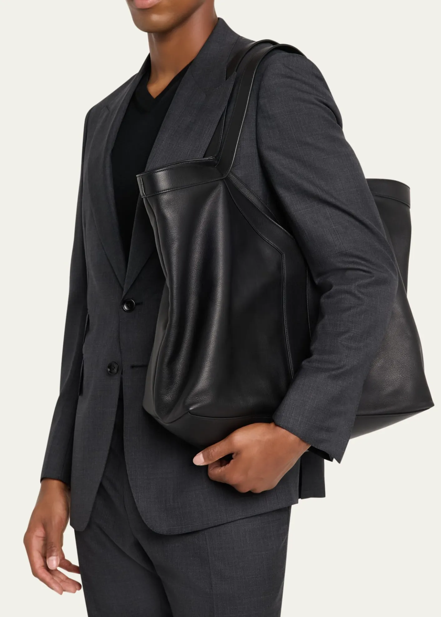 Saint LaurentMen's Giant Y Grainy Leather Tote Bag