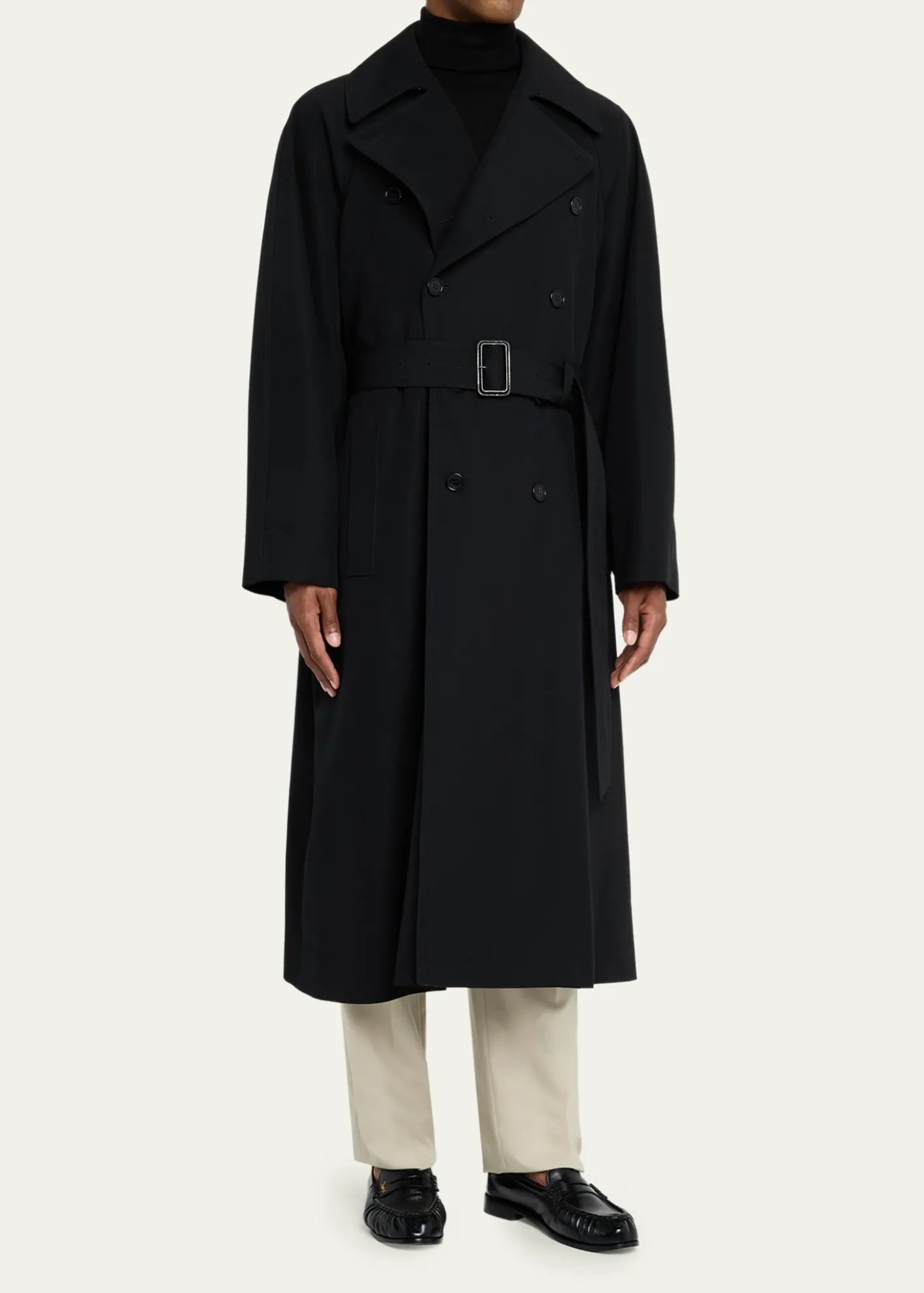 Saint LaurentMen's Grain de Poudre Belted Trench Coat