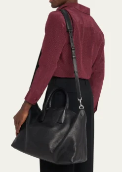 Saint LaurentMen's Grained Leather Bowling Tote Bag