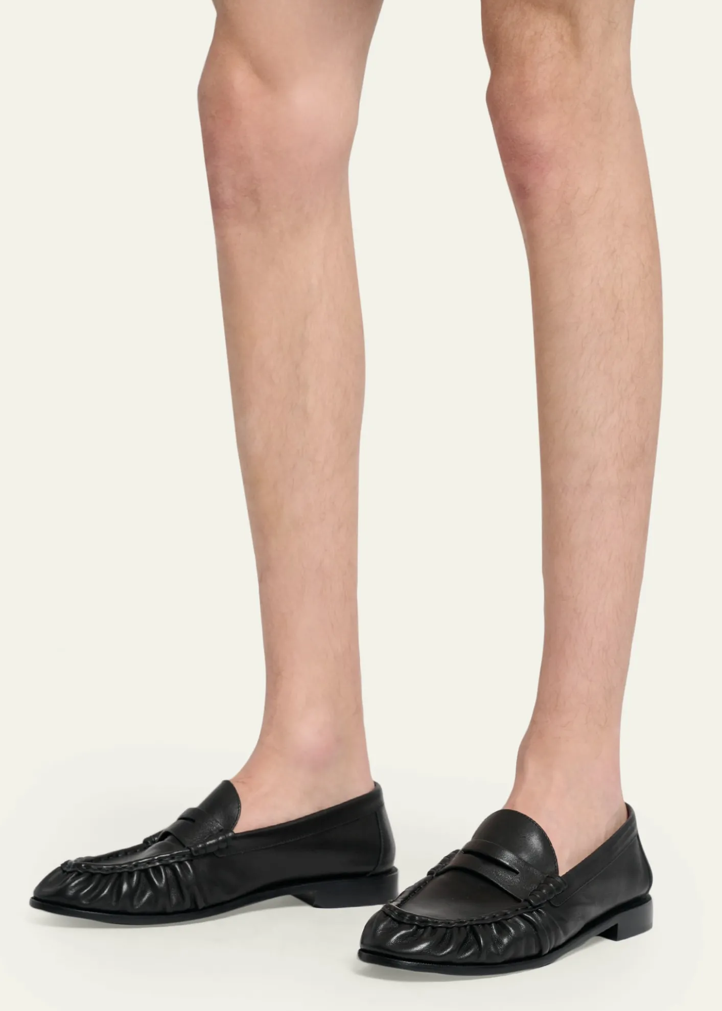 Saint LaurentMen's Le Loafer Creased Leather Mules