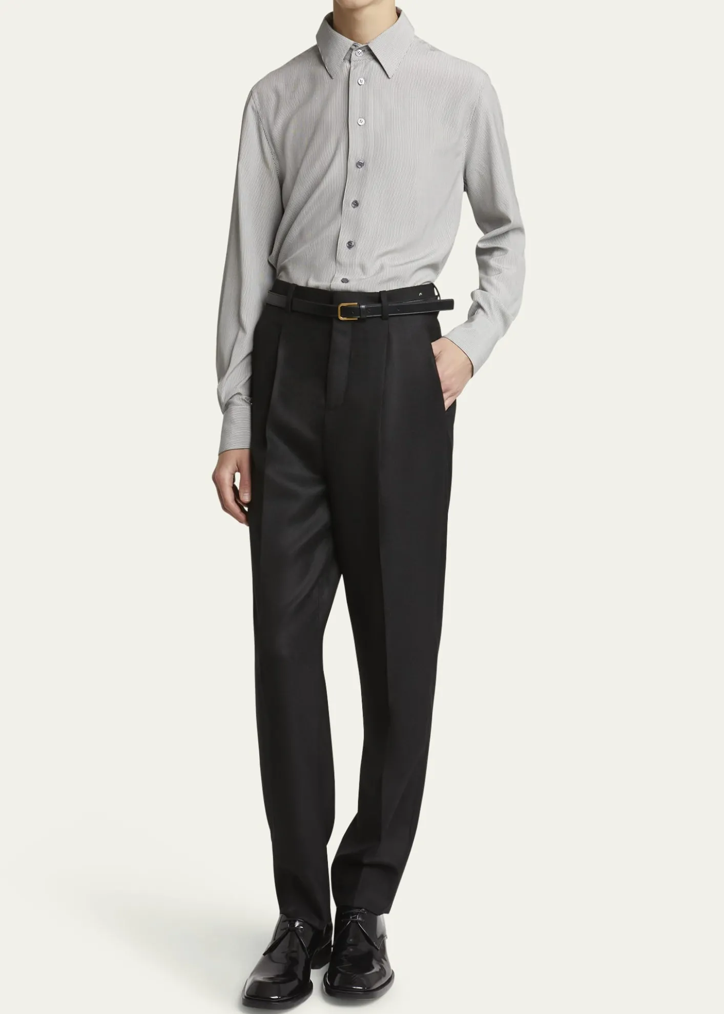 Saint LaurentMen's Micro-Striped Silk Sport Shirt