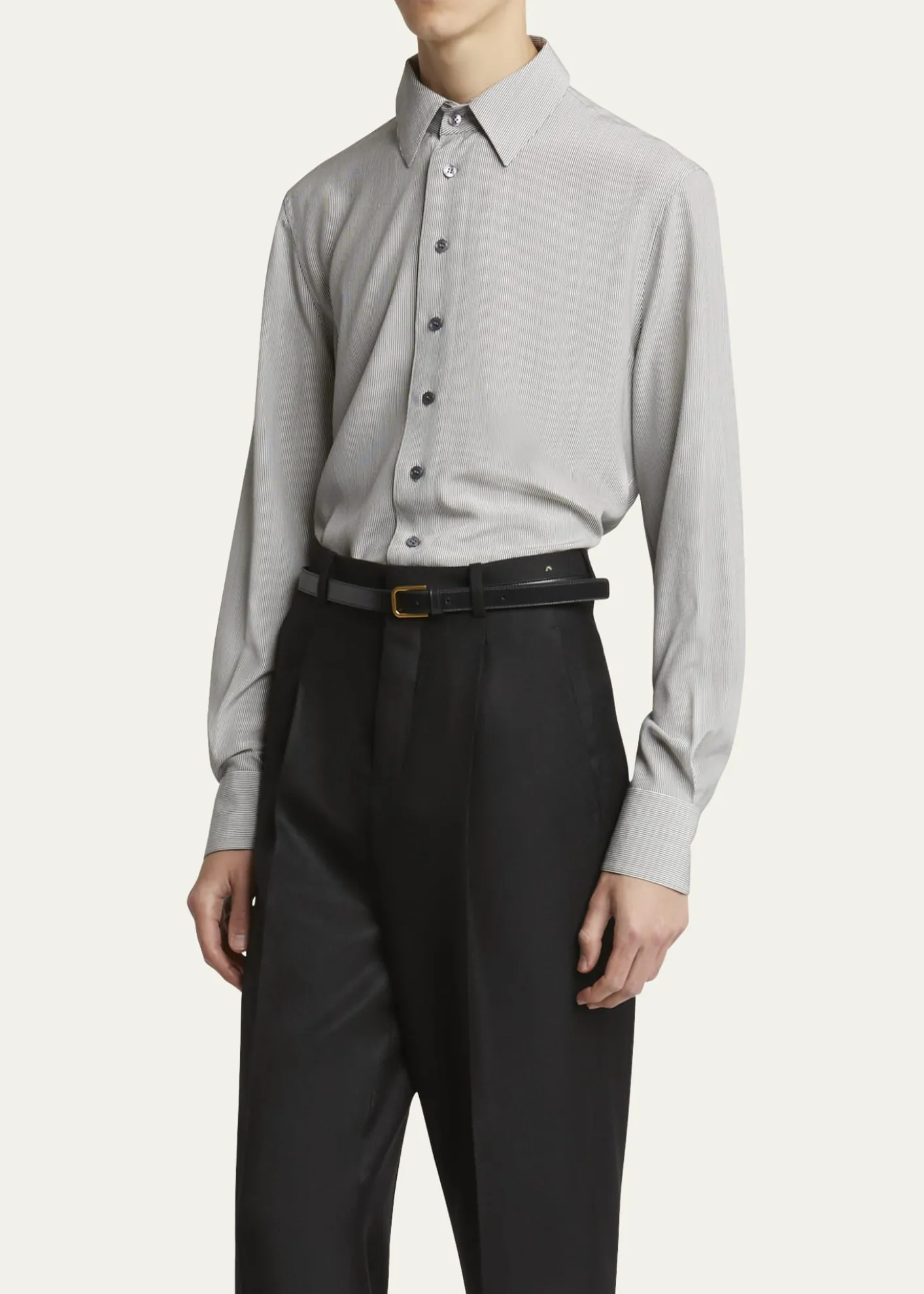 Saint LaurentMen's Micro-Striped Silk Sport Shirt