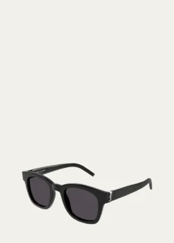 Saint LaurentMen's M124 Nylon and Acetate Rectangle Sunglasses