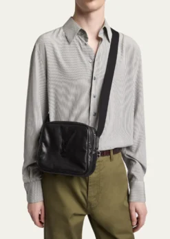 Saint LaurentMen's Niki YSL Cube Camera Bag in Leather