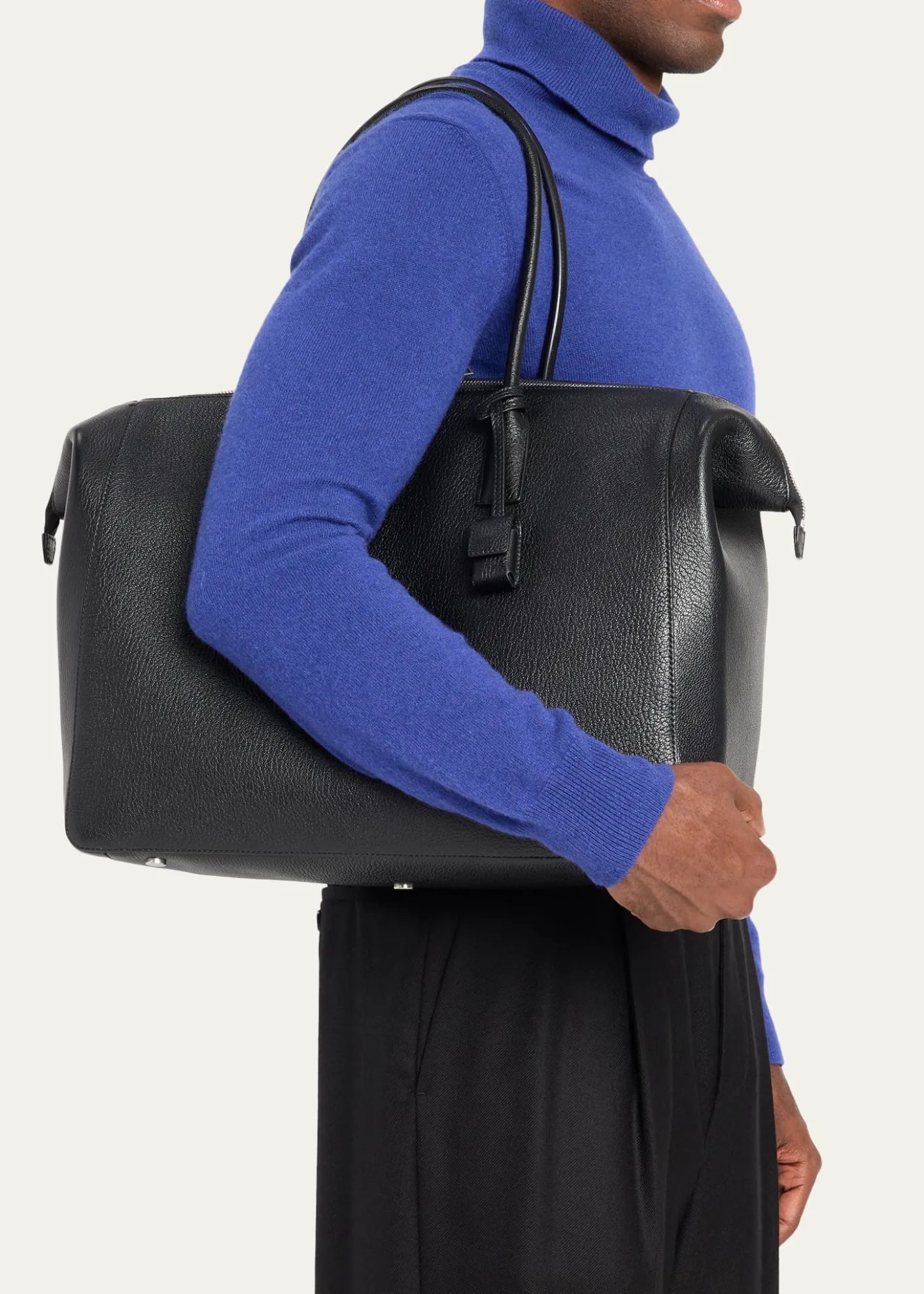 Saint LaurentMen's North/South Doctor Bag in Grainy Leather