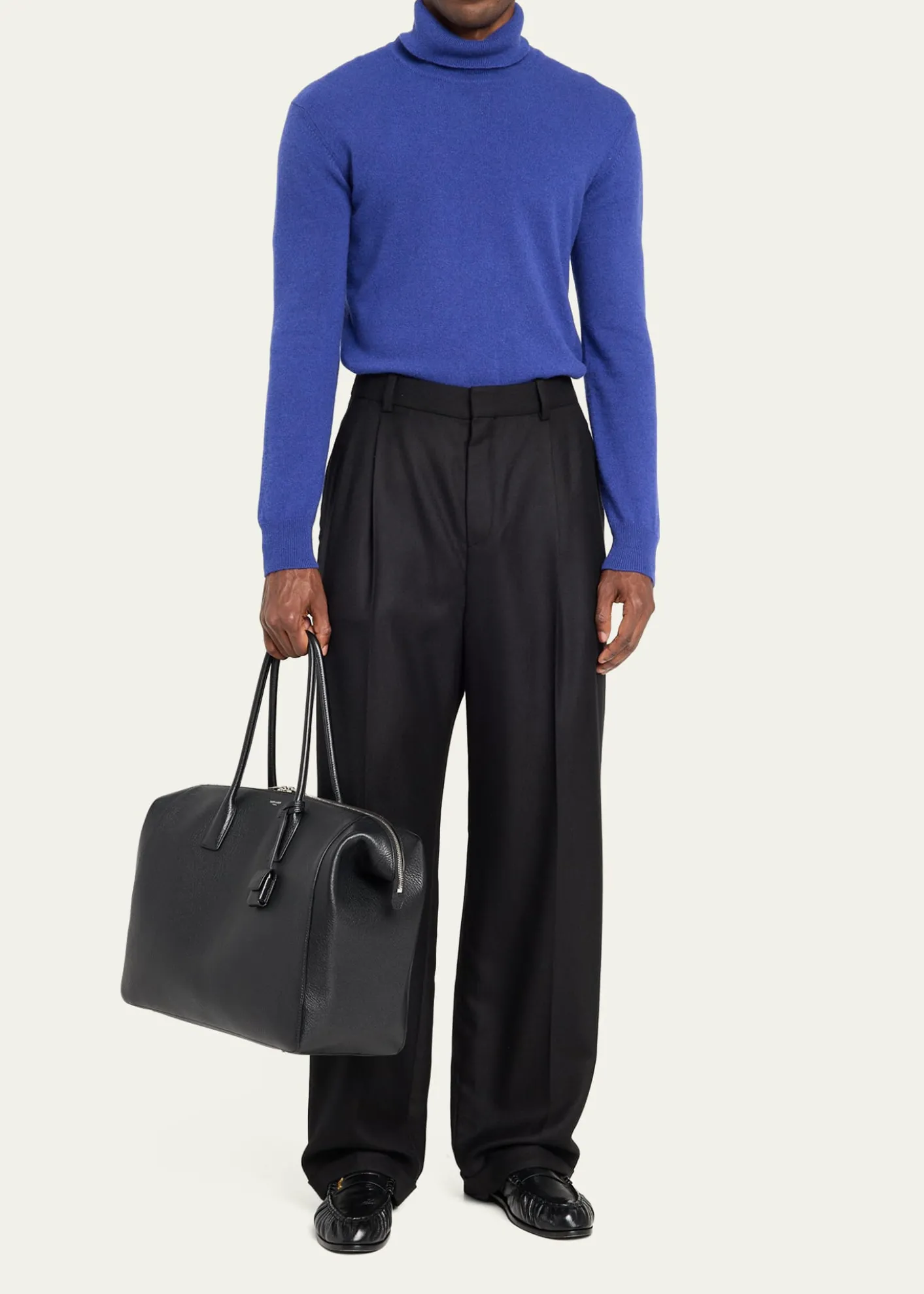 Saint LaurentMen's North/South Doctor Bag in Grainy Leather