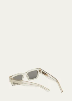 Saint LaurentMen's Rectangle Acetate Sunglasses with Logo