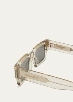 Saint LaurentMen's Rectangle Acetate Sunglasses with Logo