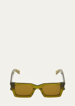 Saint LaurentMen's Rectangle Acetate Sunglasses with Logo