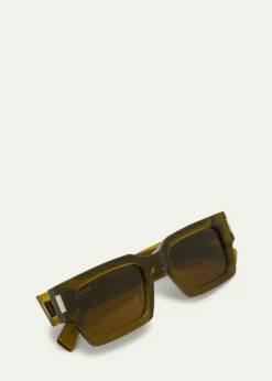 Saint LaurentMen's Rectangle Acetate Sunglasses with Logo