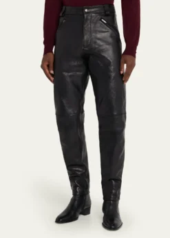 Saint LaurentMen's Slim Textured Leather Pants