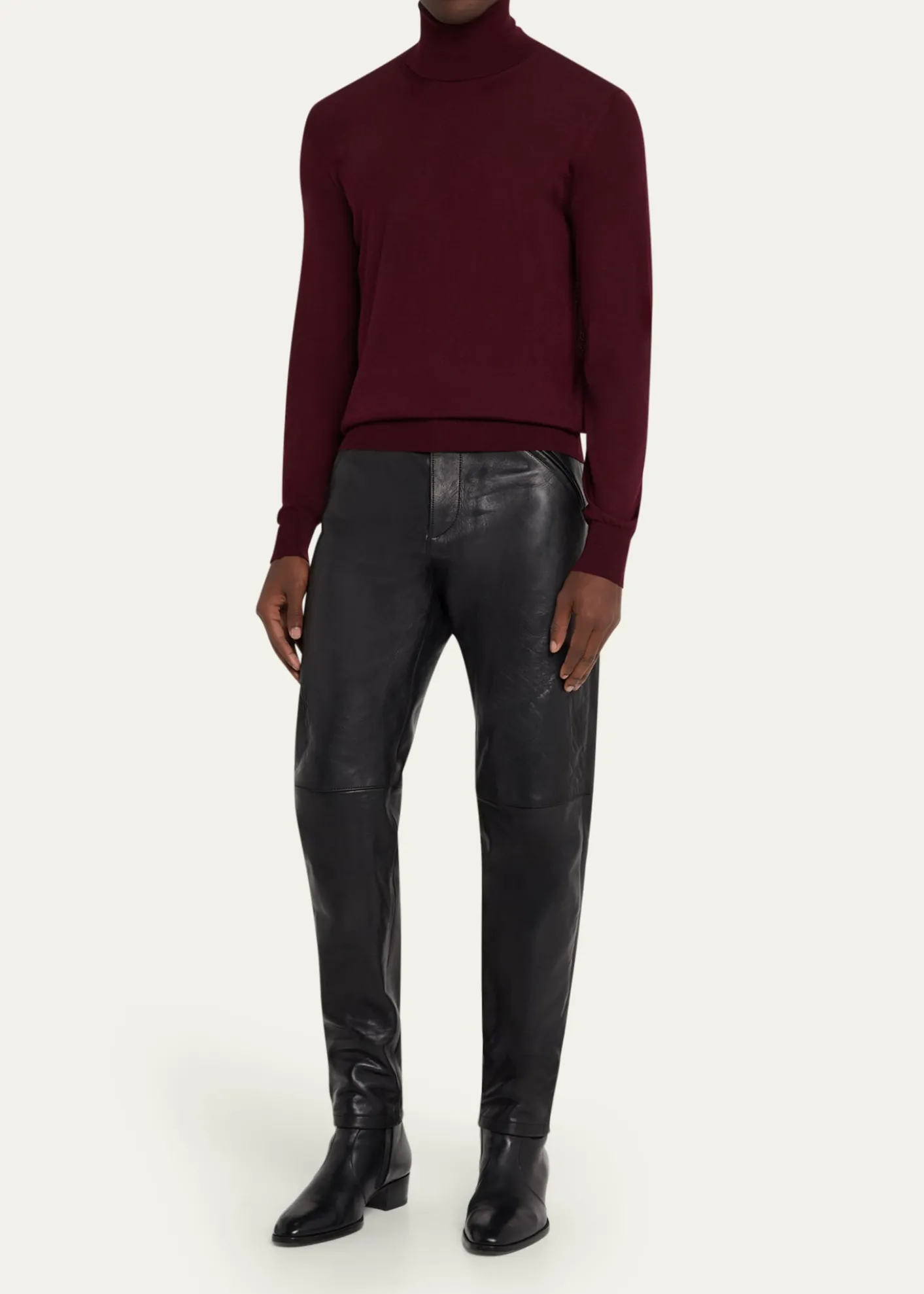 Saint LaurentMen's Slim Textured Leather Pants