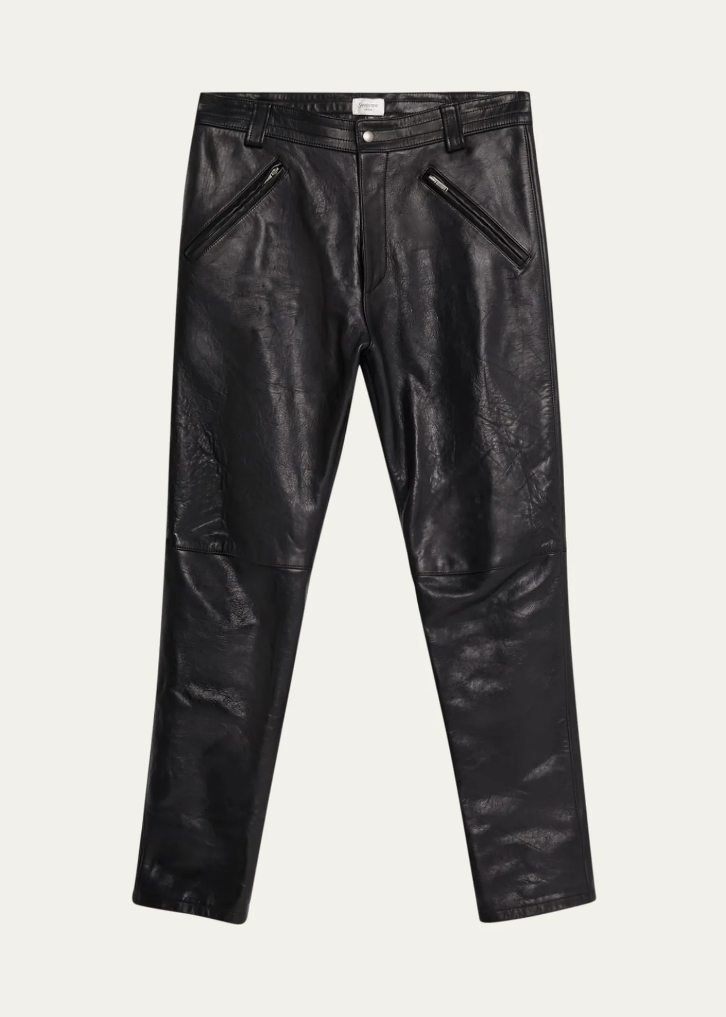 Saint LaurentMen's Slim Textured Leather Pants