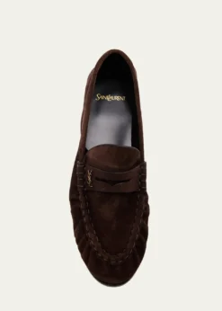 Saint LaurentMen's Suede Cassandre Penny Loafers