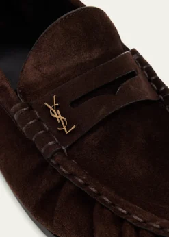 Saint LaurentMen's Suede Cassandre Penny Loafers