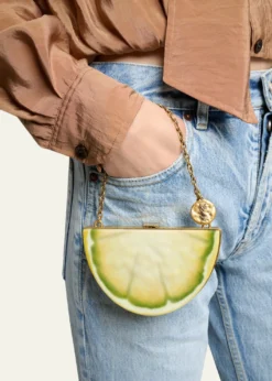 Saint LaurentMini Lemon Wedge Resin Clutch Bag