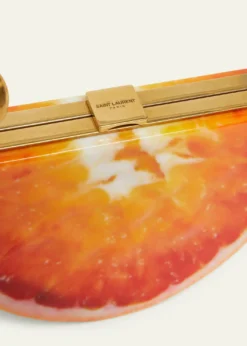 Saint LaurentMini Orange Wedge Resin Clutch Bag