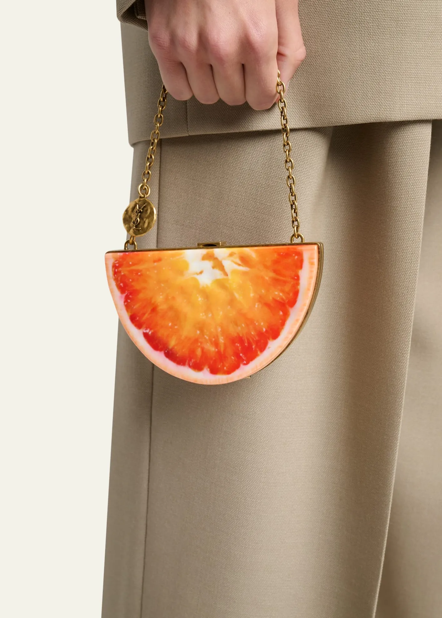 Saint LaurentMini Orange Wedge Resin Clutch Bag