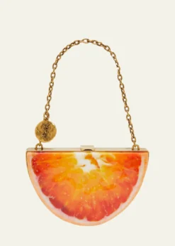 Saint LaurentMini Orange Wedge Resin Clutch Bag