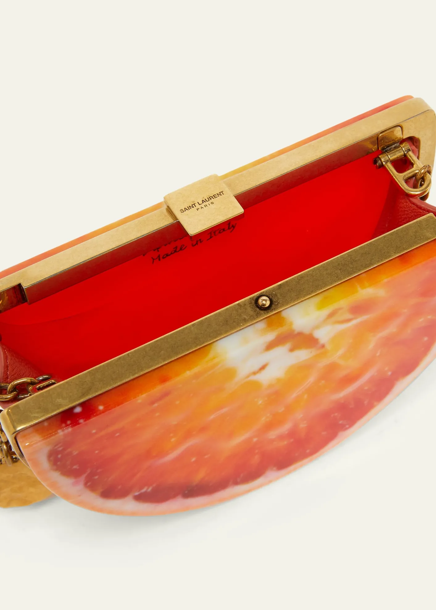 Saint LaurentMini Orange Wedge Resin Clutch Bag