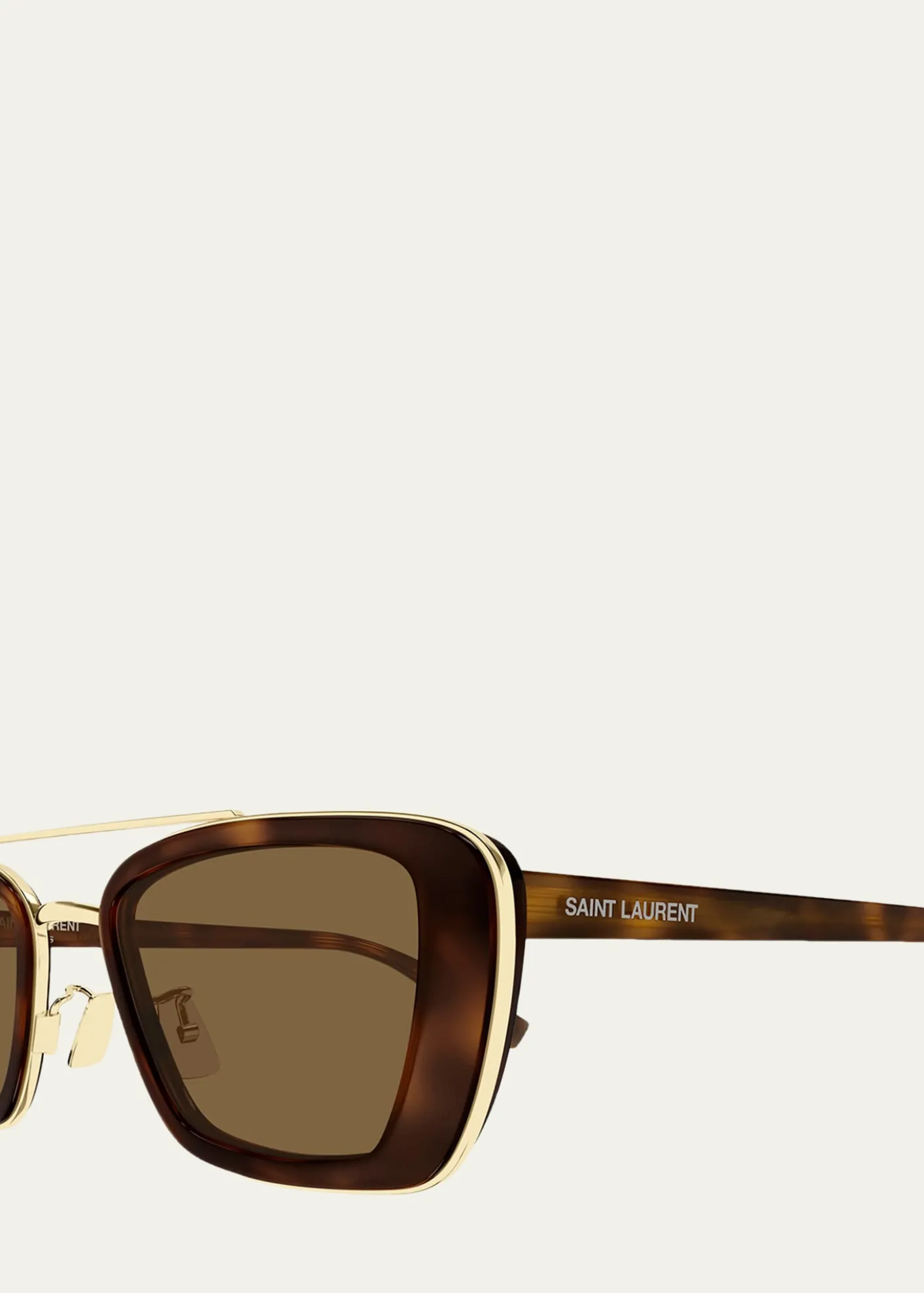 Saint Laurent50mm Acetate & Metal Rectangular Sunglasses