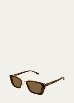 Saint Laurent50mm Acetate & Metal Rectangular Sunglasses