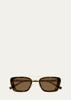 Saint Laurent50mm Acetate & Metal Rectangular Sunglasses