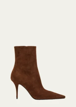 Saint Laurent90mm Ashley Suede Ankle Booties