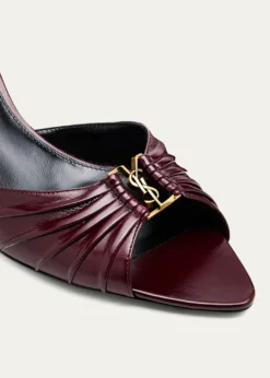 Saint Laurent60mm Babylone YSL Ruched Leather Mule Sandals