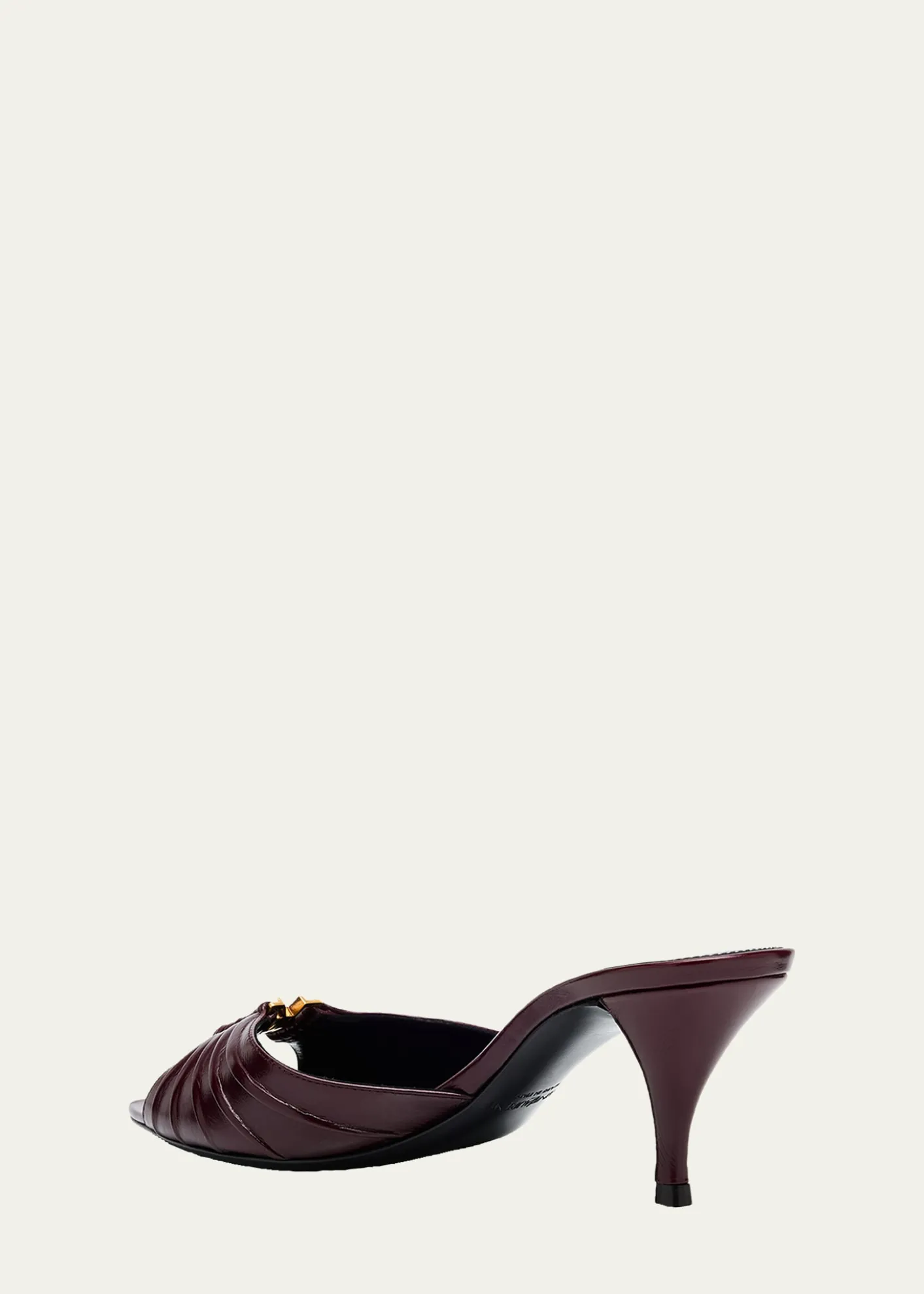 Saint Laurent60mm Babylone YSL Ruched Leather Mule Sandals