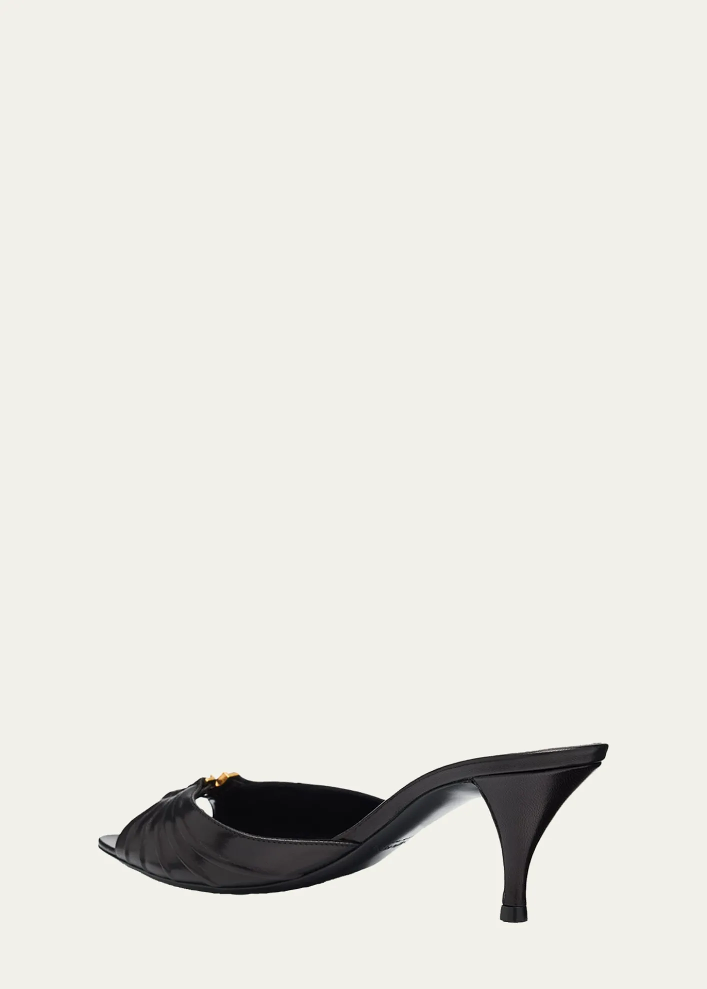 Saint Laurent60mm Babylone YSL Ruched Leather Mule Sandals