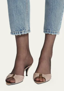 Saint Laurent75mm Corvara YSL Leather Mule Pumps