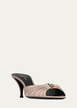 Saint Laurent75mm Corvara YSL Leather Mule Pumps